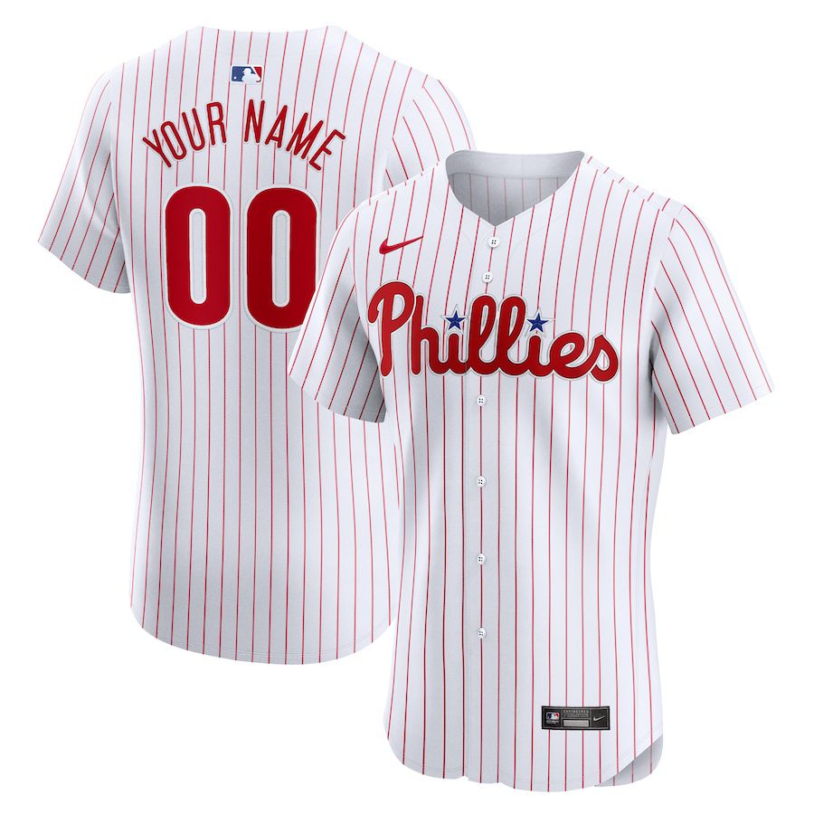 Men Philadelphia Phillies Nike White Home Elite Custom MLB Jersey->customized mlb jersey->Custom Jersey